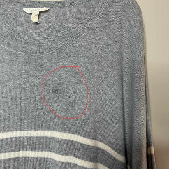 Eileen Fisher Striped 100% Organic Cotton Sweater Size L Tunic - Picture 9 of 9